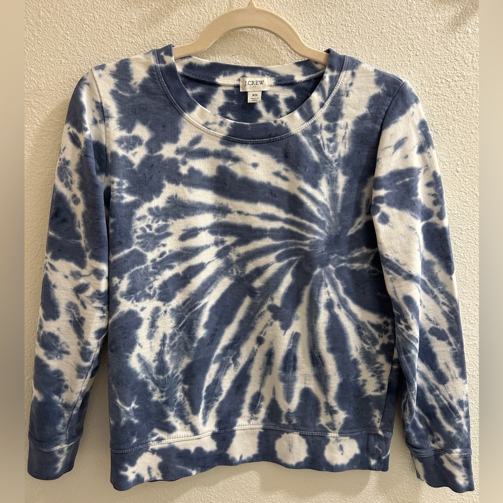 J. Crew Blue and White Tie Dye Sweatshirt